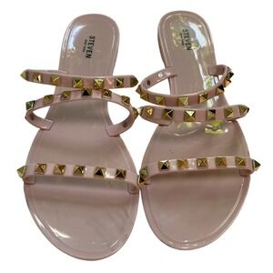 Steven By Steve Madden Women's Jelly‎ Sandal Flats Size 6.5 Pink Gold Studded